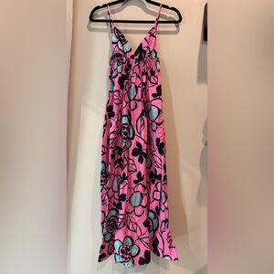 Zara Pink and Black Floral Maxi Dress
